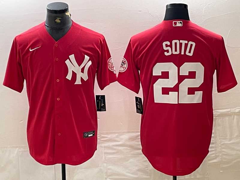 Men's New York Yankees #22 Juan Soto Red Fashion Cool Base Jersey,We sell and wholesale Men's New York Yankees #22 Juan Soto Red Fashion Cool Base Jersey on line form chian!